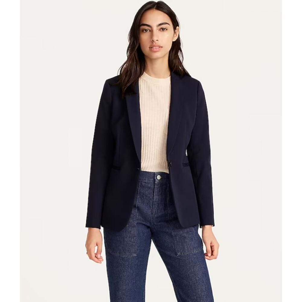 J. Crew Single-Breasted Long Sleeve Lined Casual Blazer Black 0 Petite